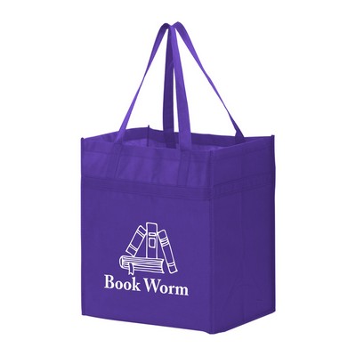 Heavy Duty Non-Woven Grocery Tote Bag w/ Insert (13"x10"x15")